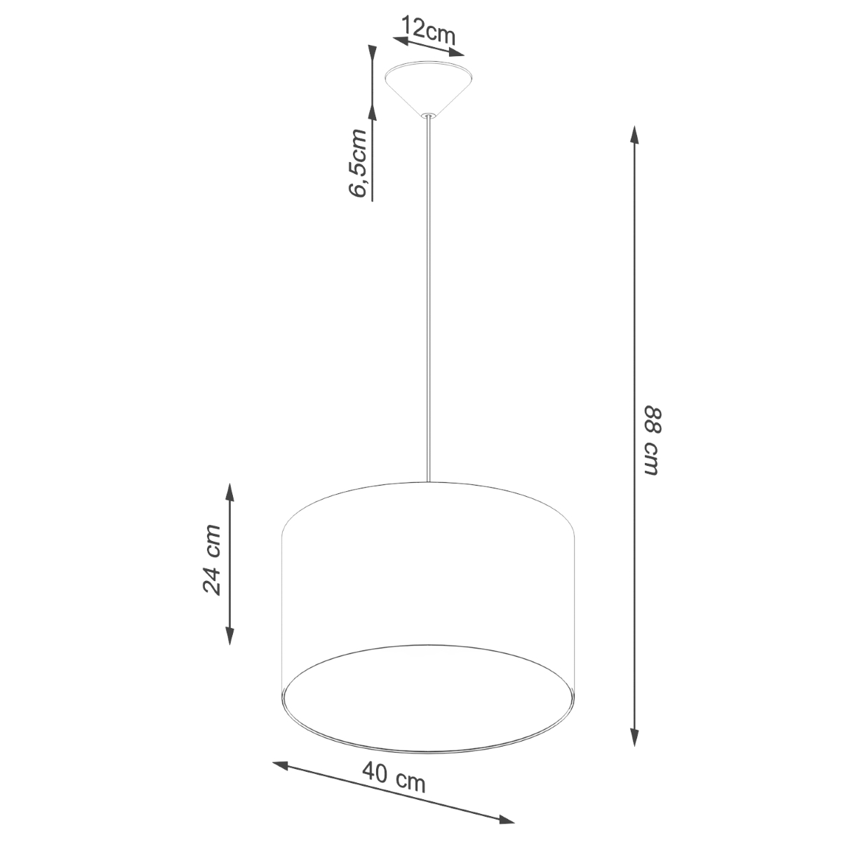 Suspension Tissu Noir E27 1 Nova 40 noir, EDEN