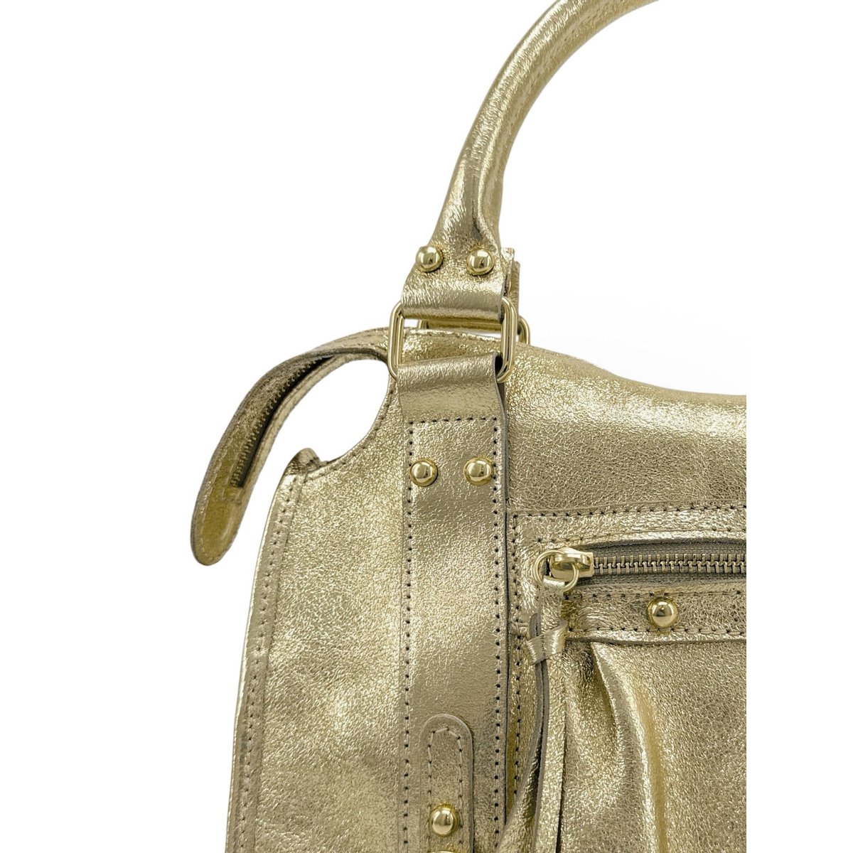 Sac à main en cuir italien brossé SANDSTORM GOLD (petit modèle) or pâle, OH MY BAG