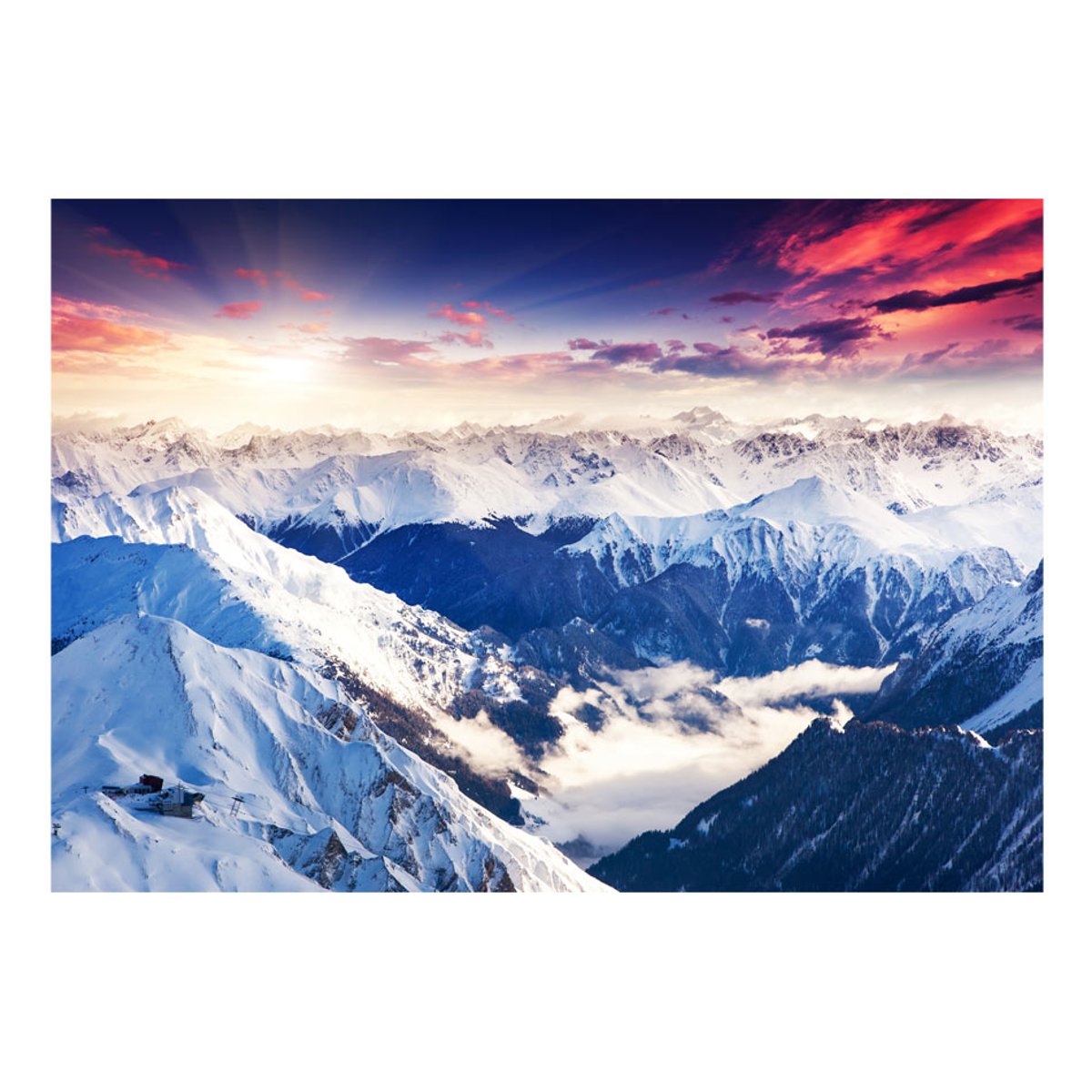Papier peint intissé panoramique Paysage Magnificent Alps bleu, EDEN