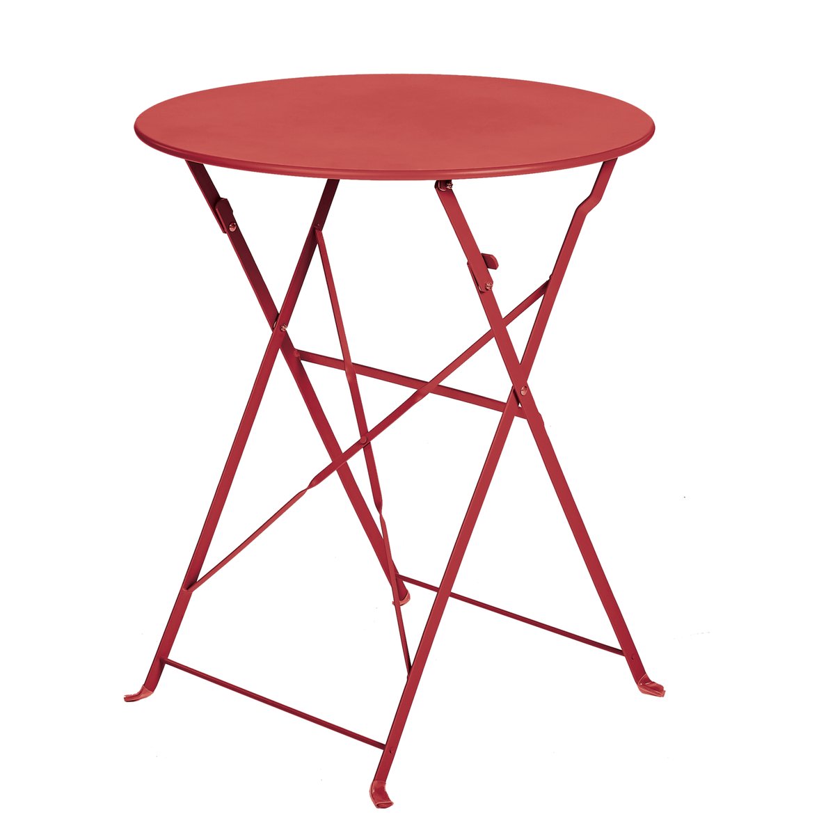 Table de jardin pliante en acier ronde rouge, IMAGIN