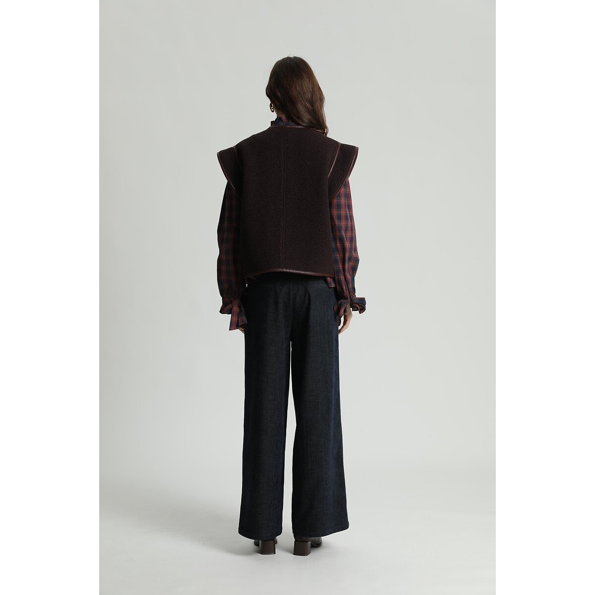 Veste sans manches en laine marron, SEE U SOON