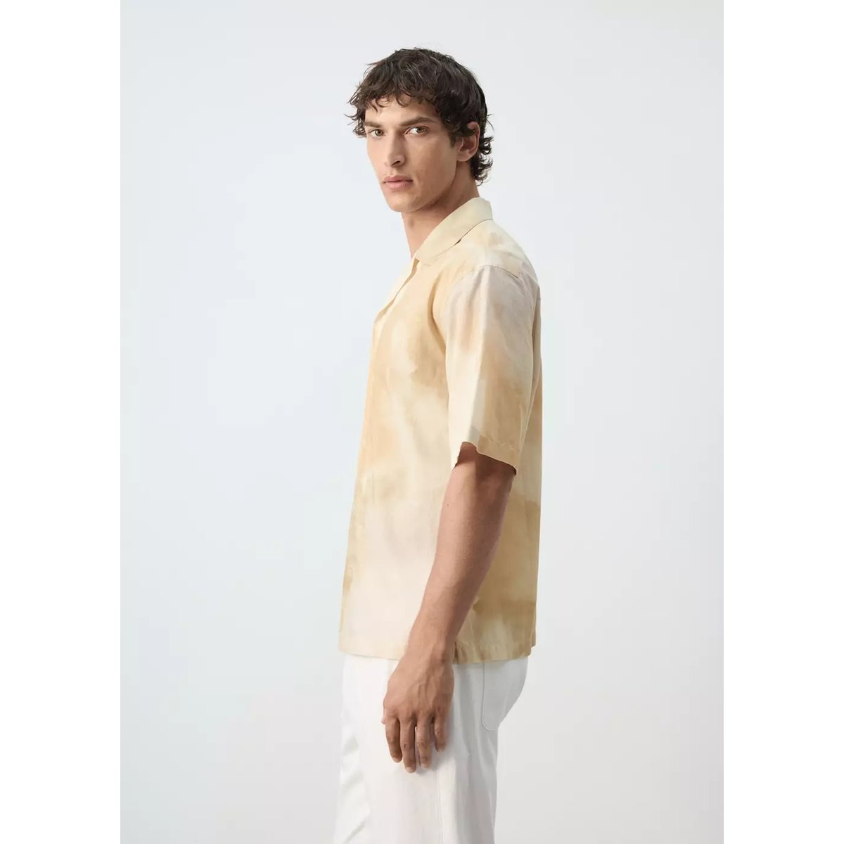 Chemise imprimée 100 % coton vanille, MANGO MAN