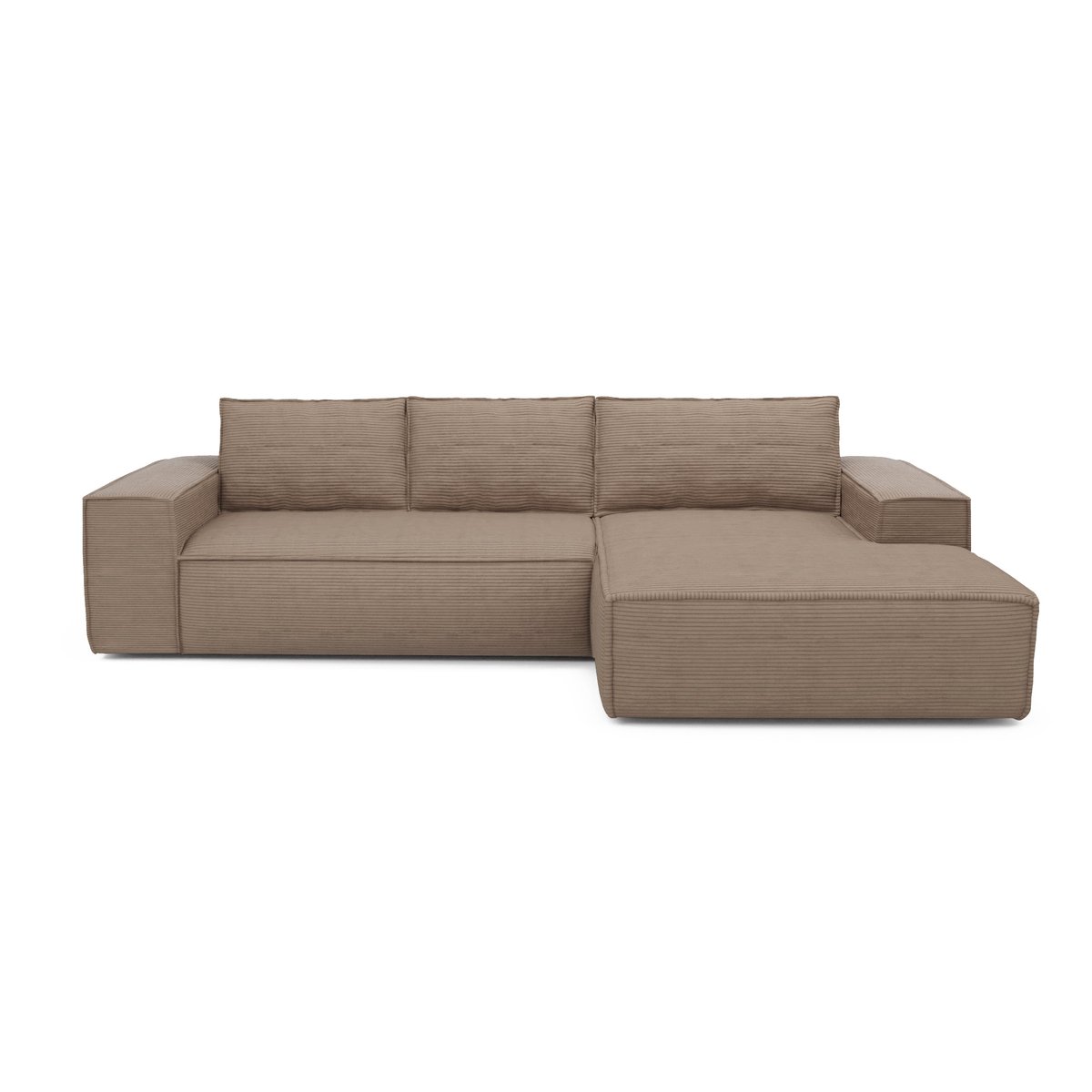 Canapé convertible angle droit 5 places en velours côtelé JOAN taupe, SIA HOME