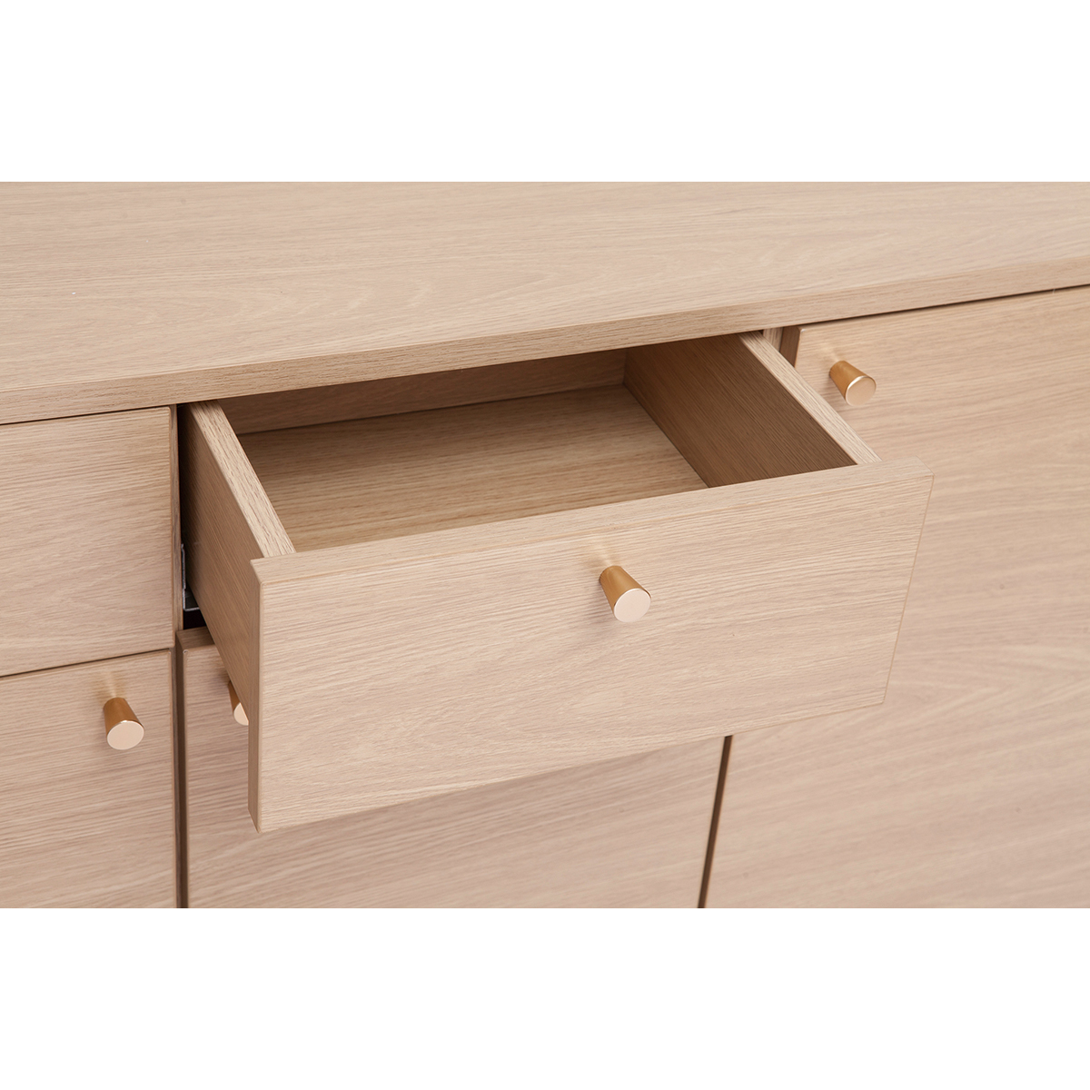 Meuble d'entrée - meuble de rangements à chaussures finition bois clair chêne et métal doré L110 cm SILVESTRE chêne clair, MILIBOO