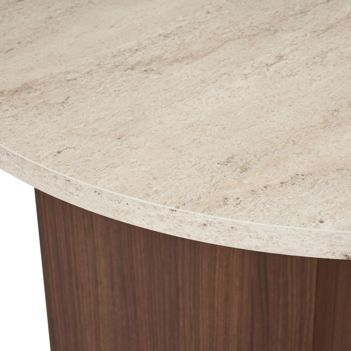 Table à manger avec bords arrondis - SABLE travertin/ noyer, CALICOSY