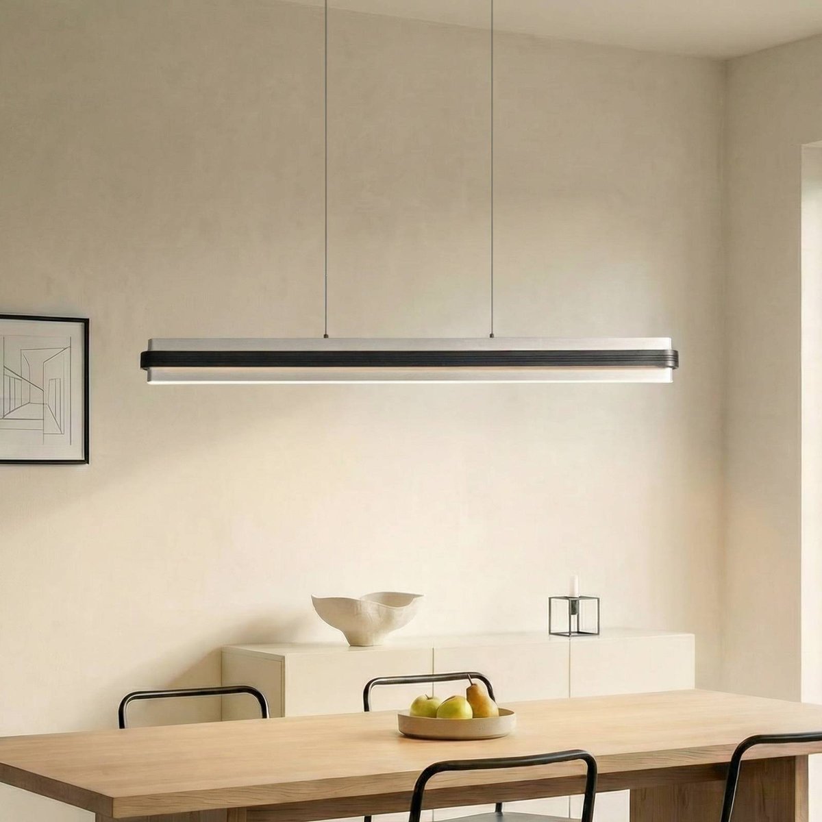 Suspension en métal moderneLED, Tarnin noir, nickel, LUCANDE