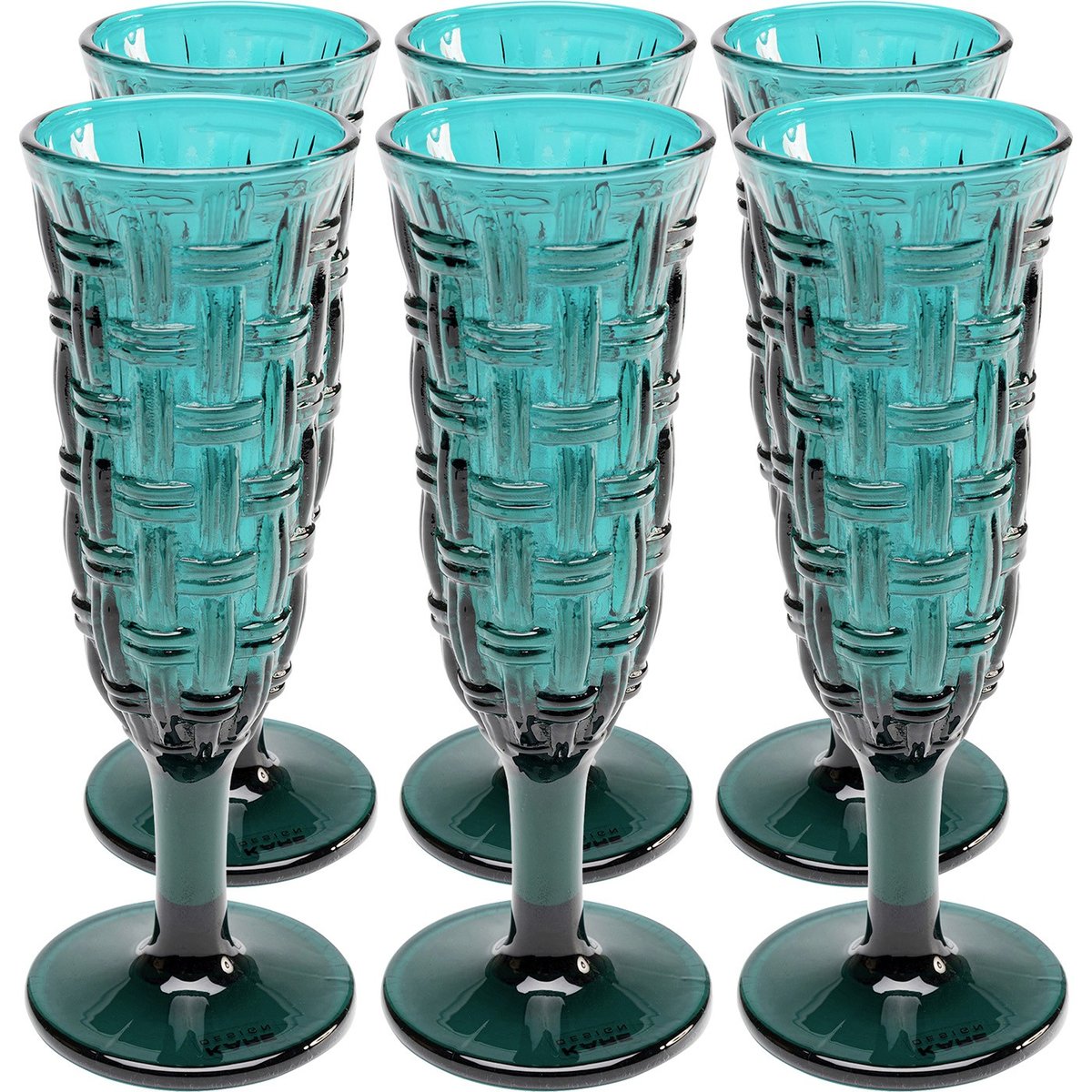 Lot de 6 flûtes à champagne, TISSUE bleu, KARE DESIGN
