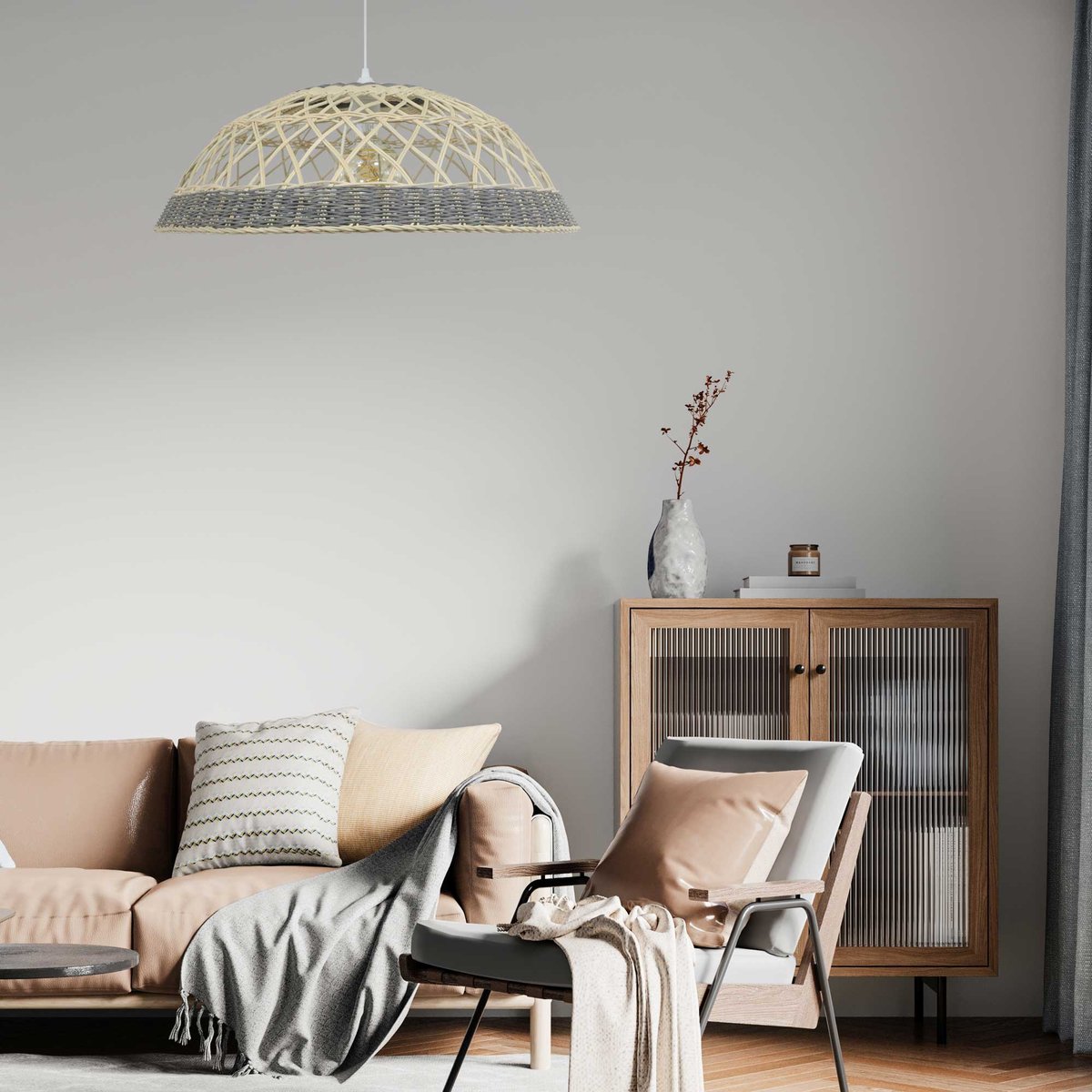 Suspension en rotin, SARANNE gris, C-CREATION