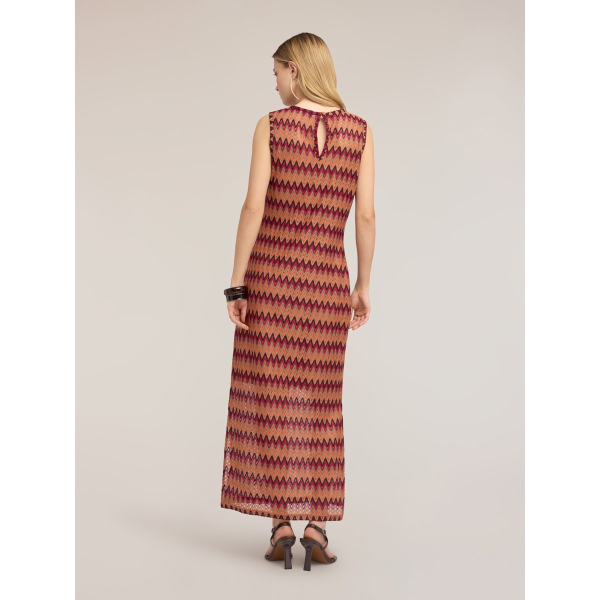 Robe longue motif chevron orange soleil, MOTIVI
