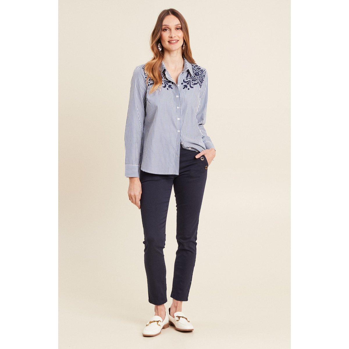 Pantalon ajusté 7/8ème bleu marine, BREAL