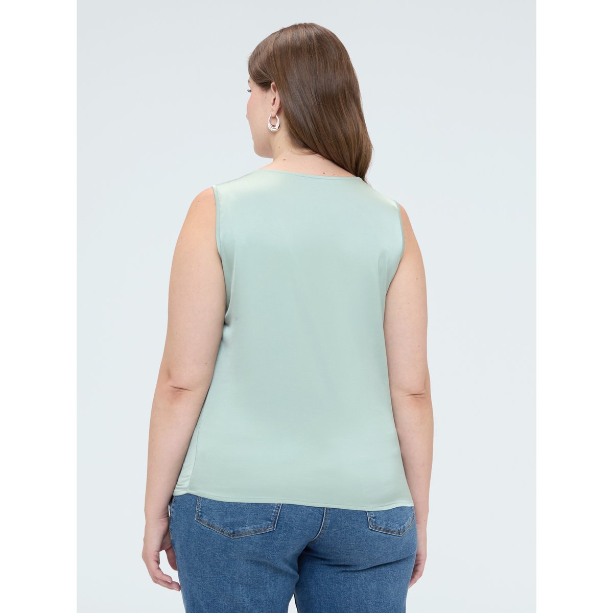 Blouse avec drapé asymétrique vert clair, FIORELLA RUBINO