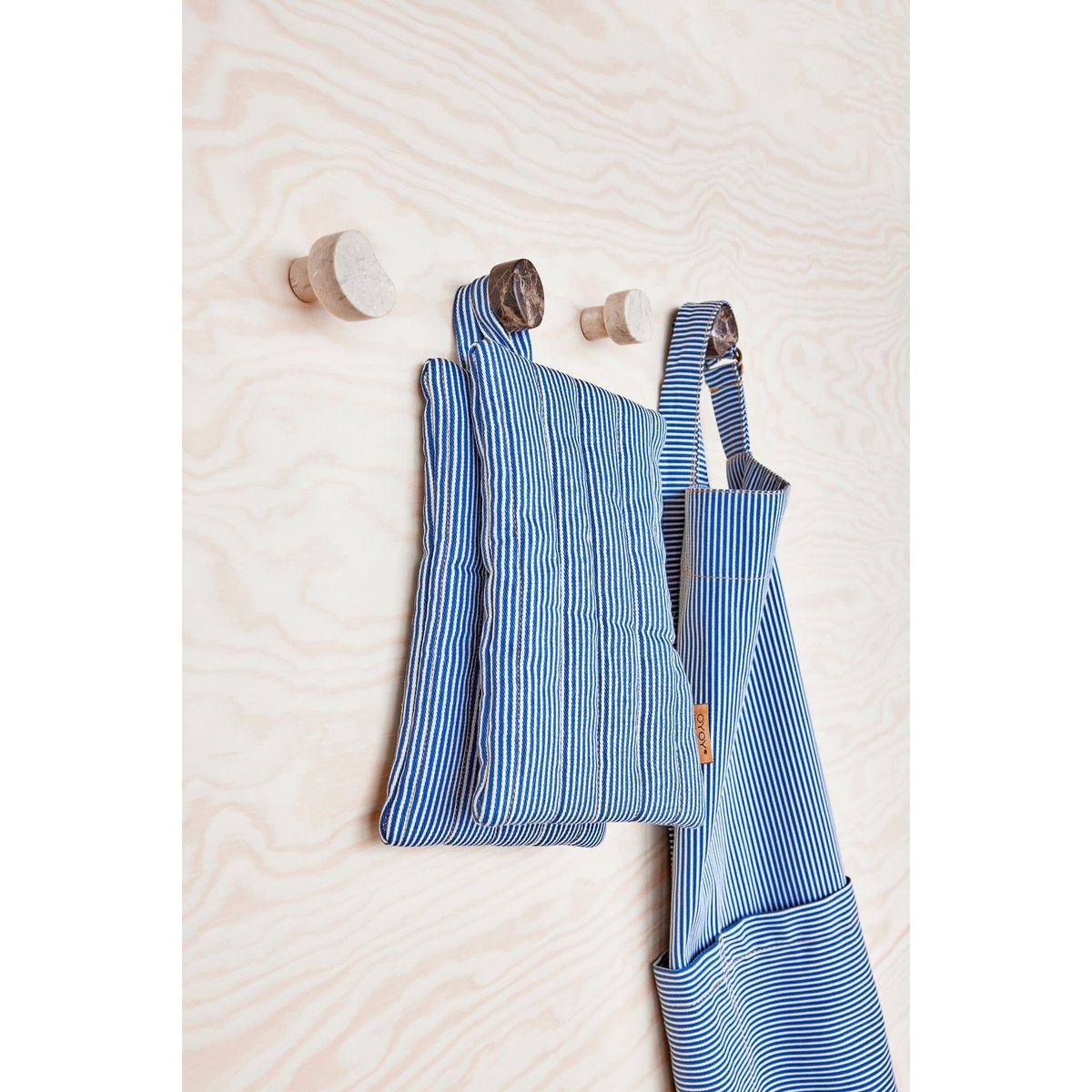 Lot de 2 maniques en coton à rayures bleu beige, OYOY LIVING DESIGN
