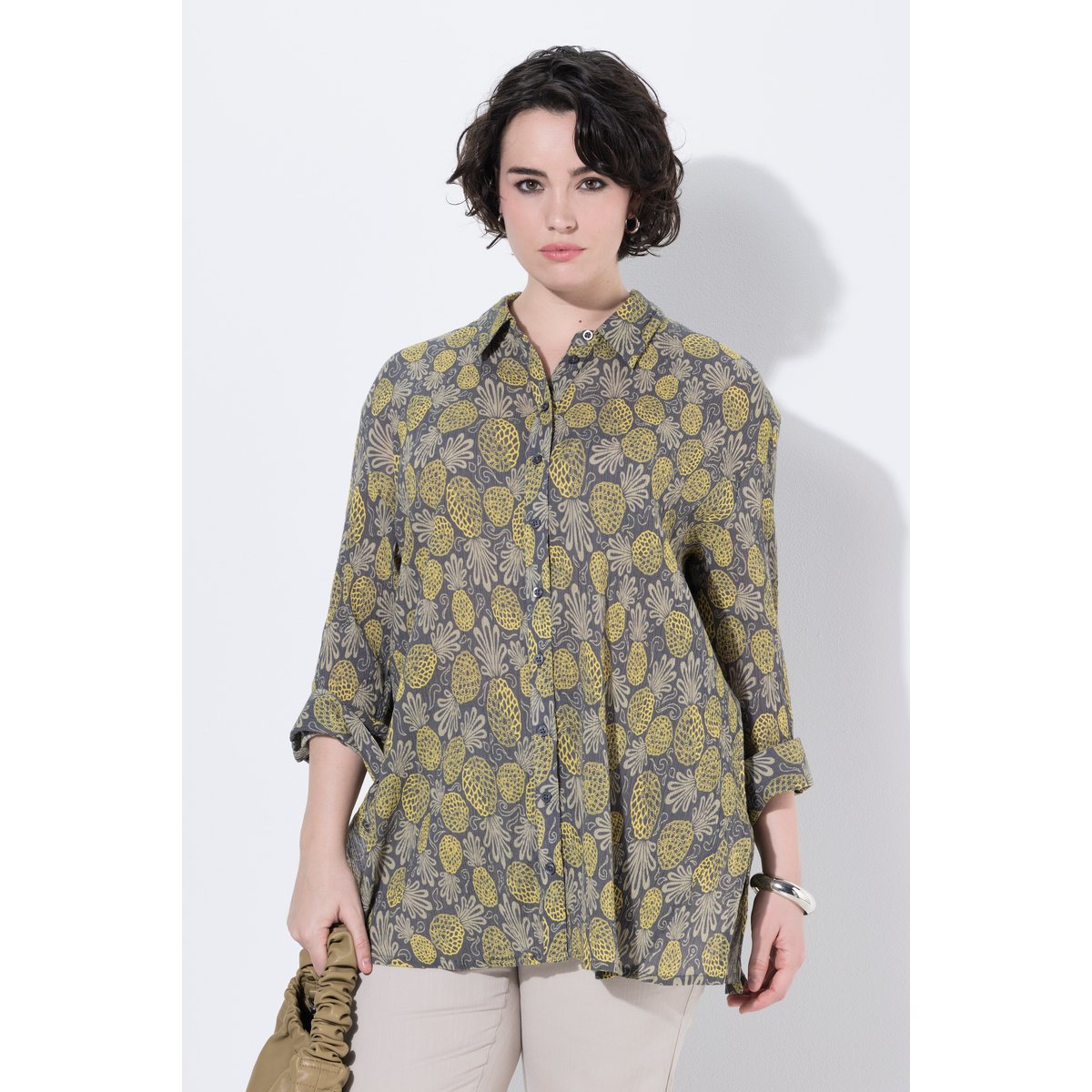 Chemisier motif ananas gris graphite, ULLA POPKEN
