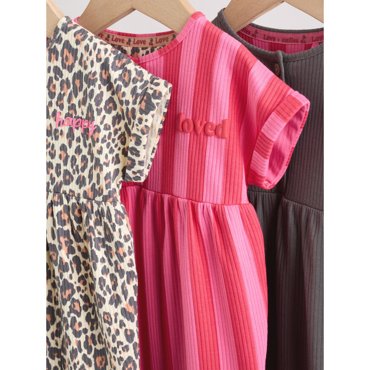 Combinaison bébé en jersey, lot de 3 bouton rose et imprimé léopard, NEXT