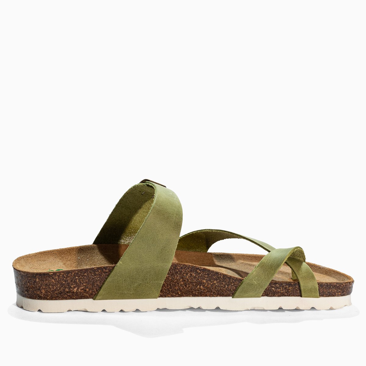 Tongs en cuir DIANE vert, BAYTON