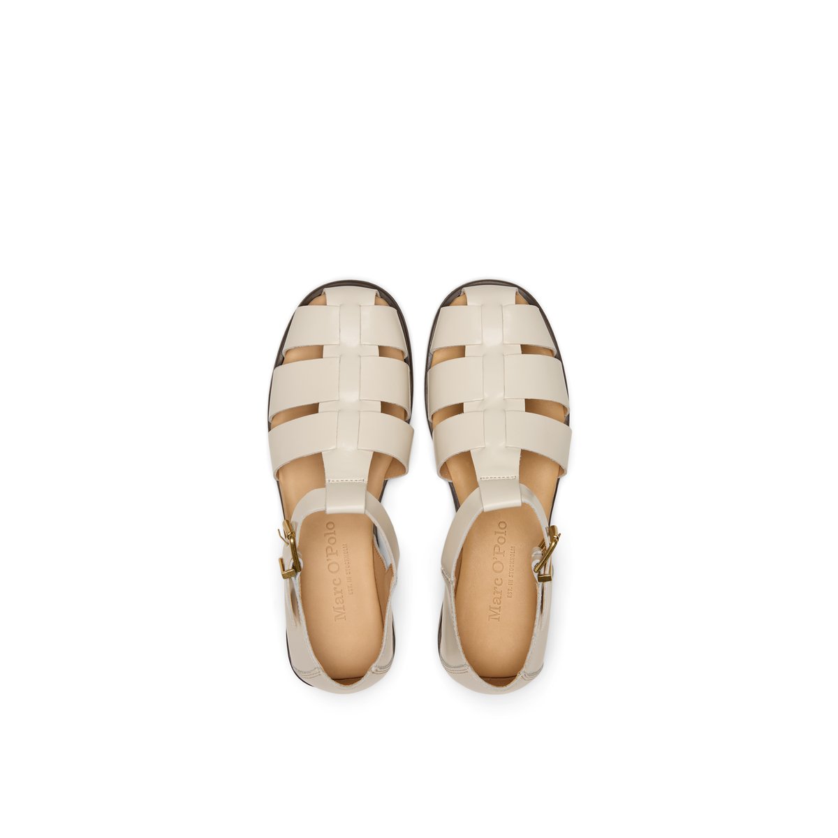 Sandales de pêcheur modèle Fiona en cuir de vache raffiné beige, MARC O'POLO