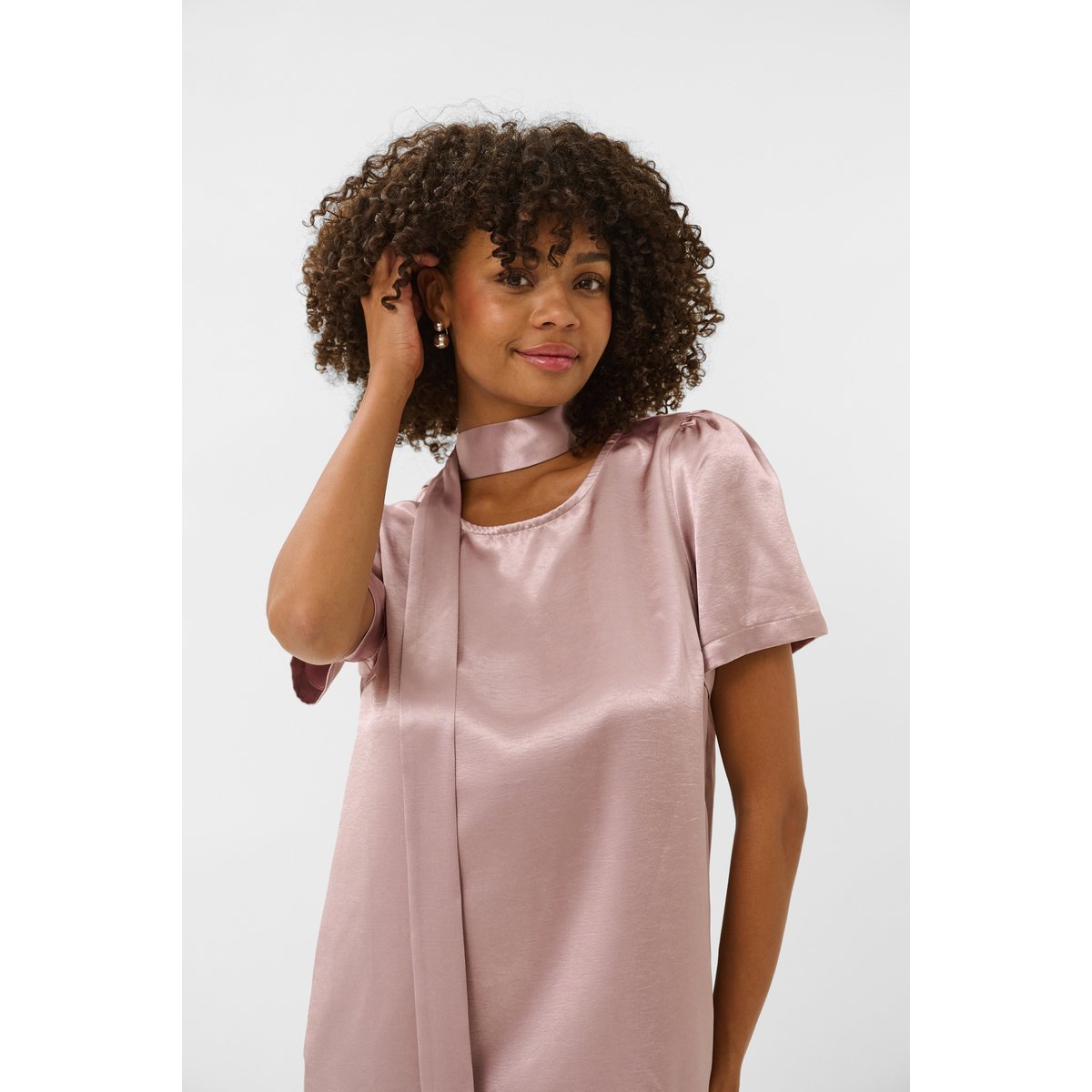 Blouse à manches courtes rose floral pale mauve, CULTURE