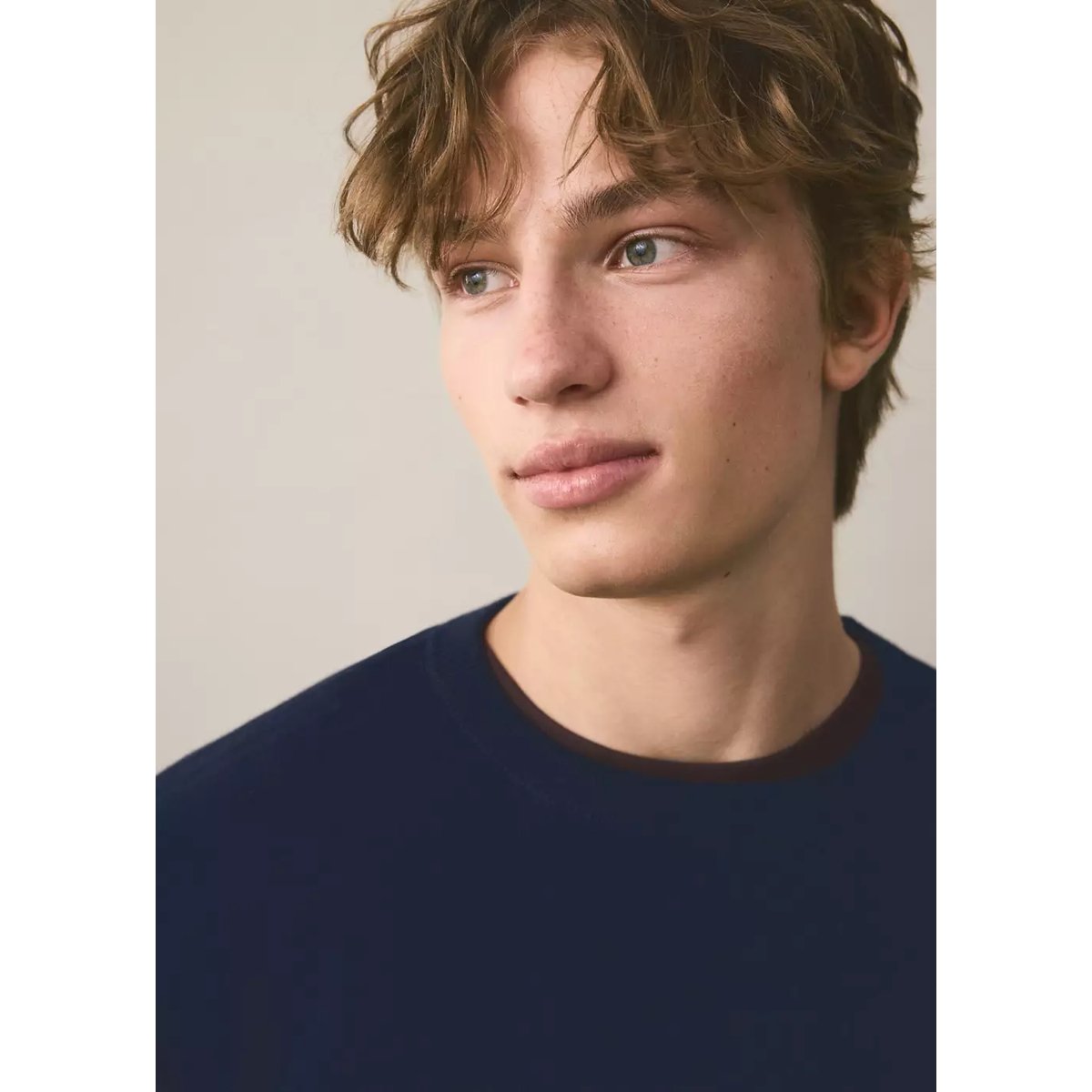 Pull-over maille coton bleu marine, MANGO TEEN