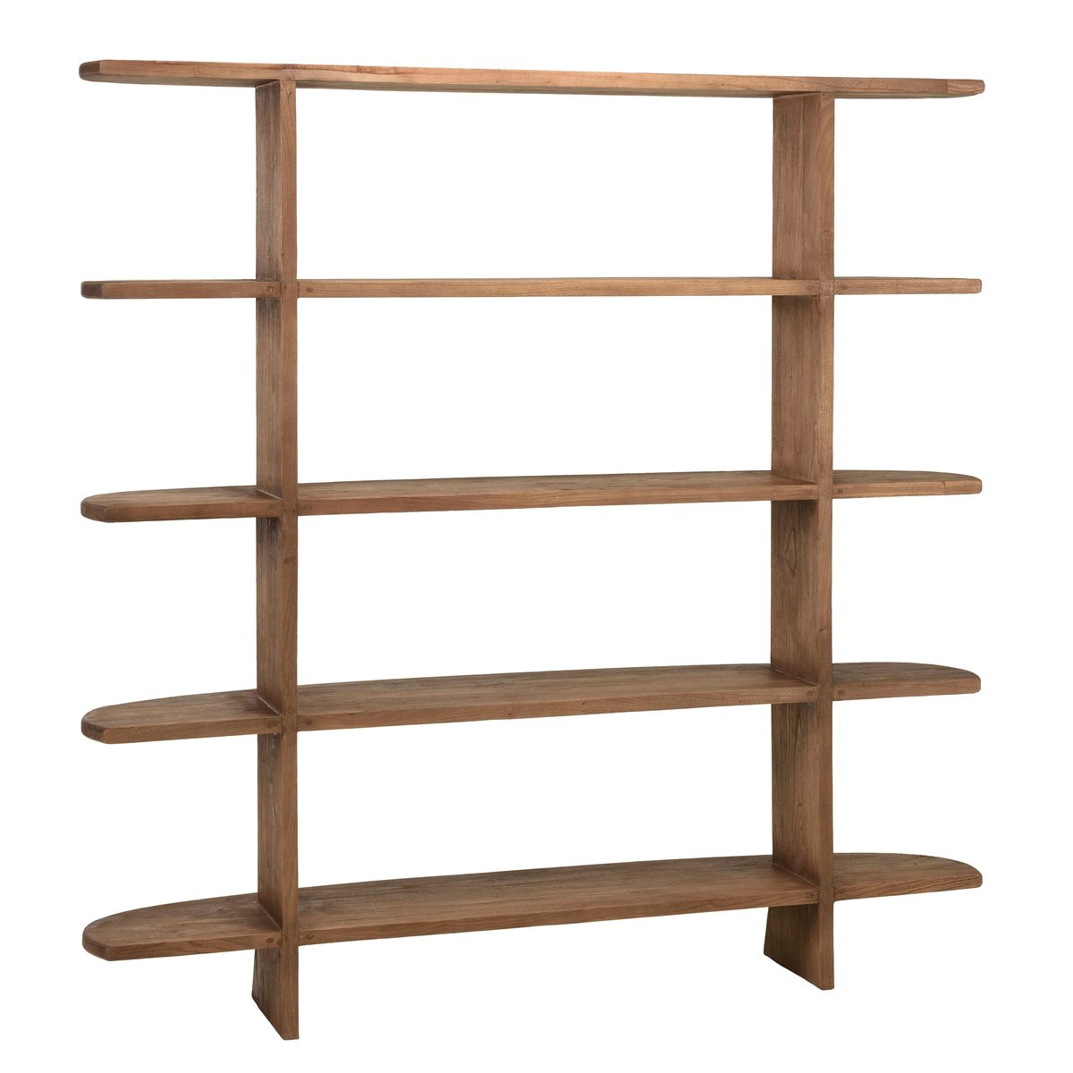Bibliothèque linéaire 5 étagères en bois de mindi ARCUS bois naturel, PIER IMPORT