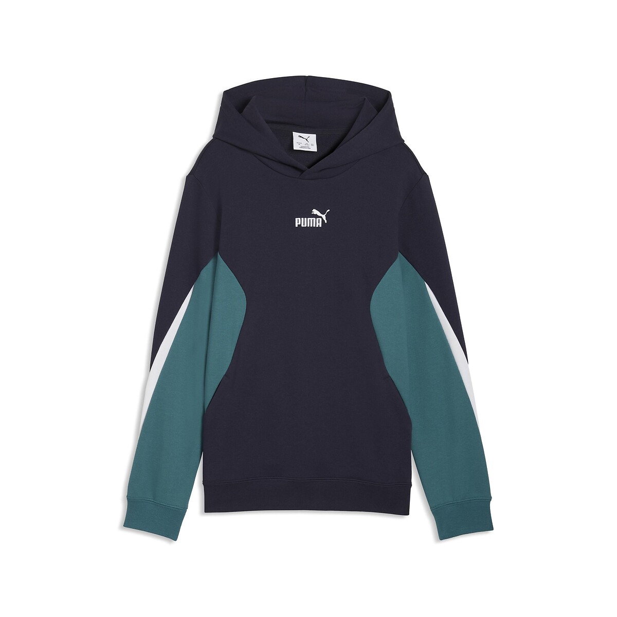 Sweat à capuche en molleton bleu marine/vert, PUMA