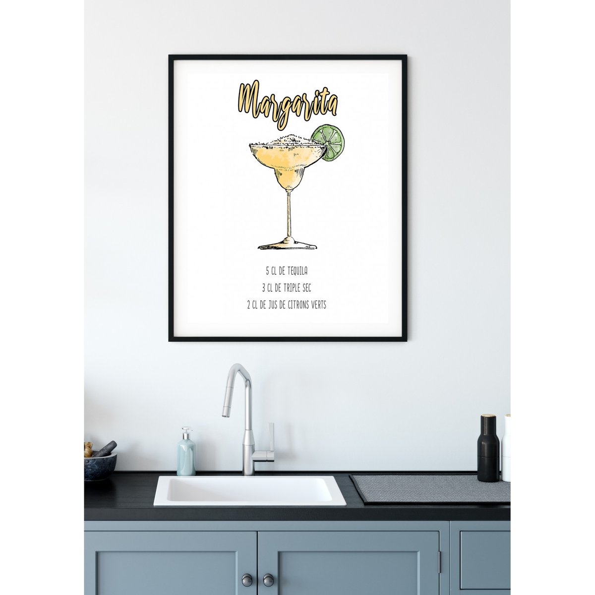 Affiche Cocktail Margarita blanc, L'AFFICHERIE