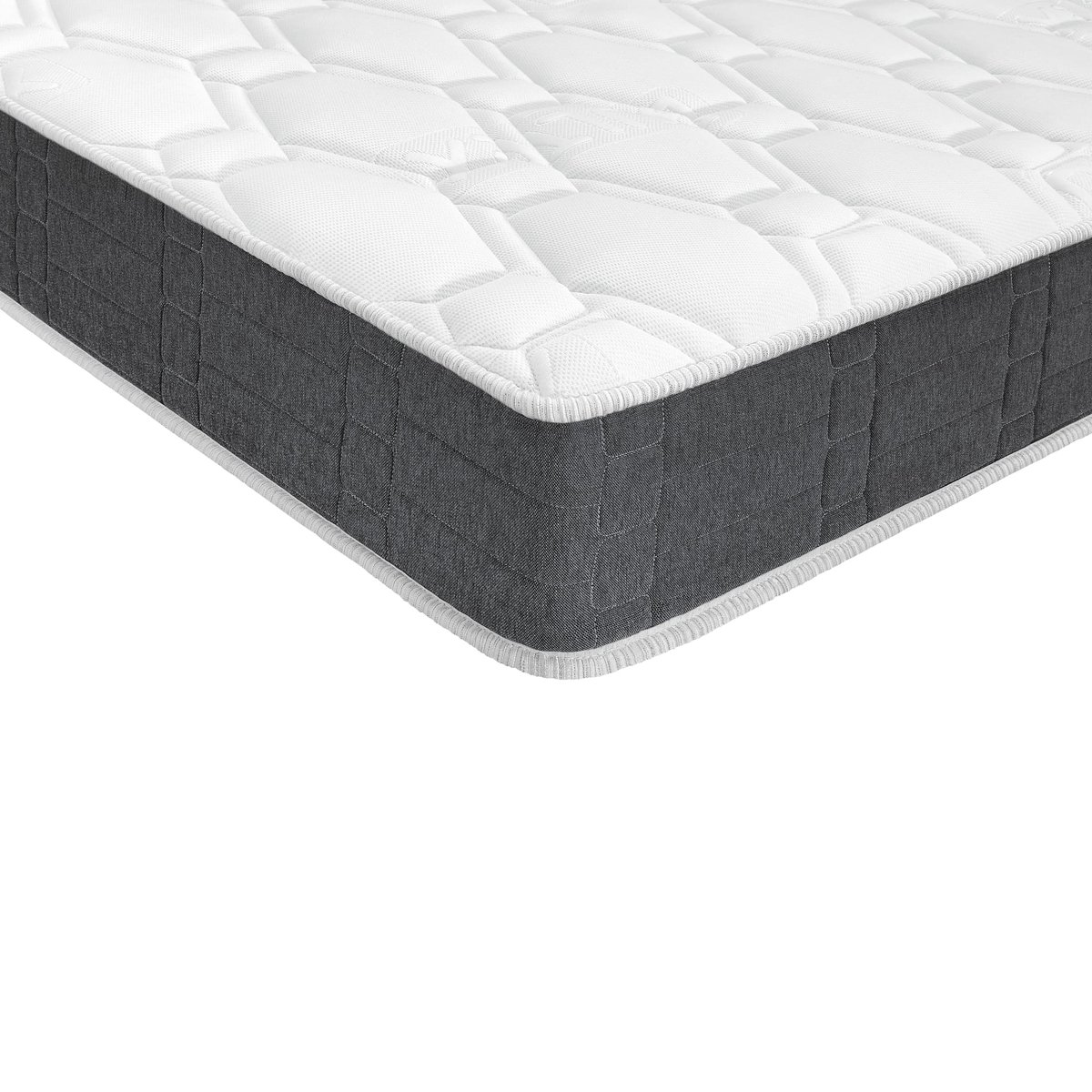Ensemble matelas nano REGULAR, sommier VIGOROSO gris fumé et pieds blanc, BULTEX