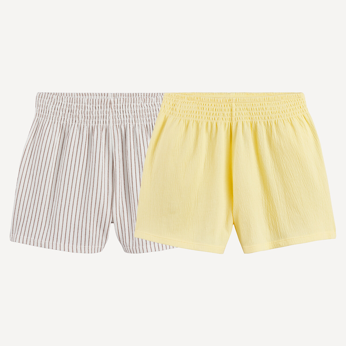 Pack of 2 Shorts yellow+striped, LA REDOUTE COLLECTIONS
