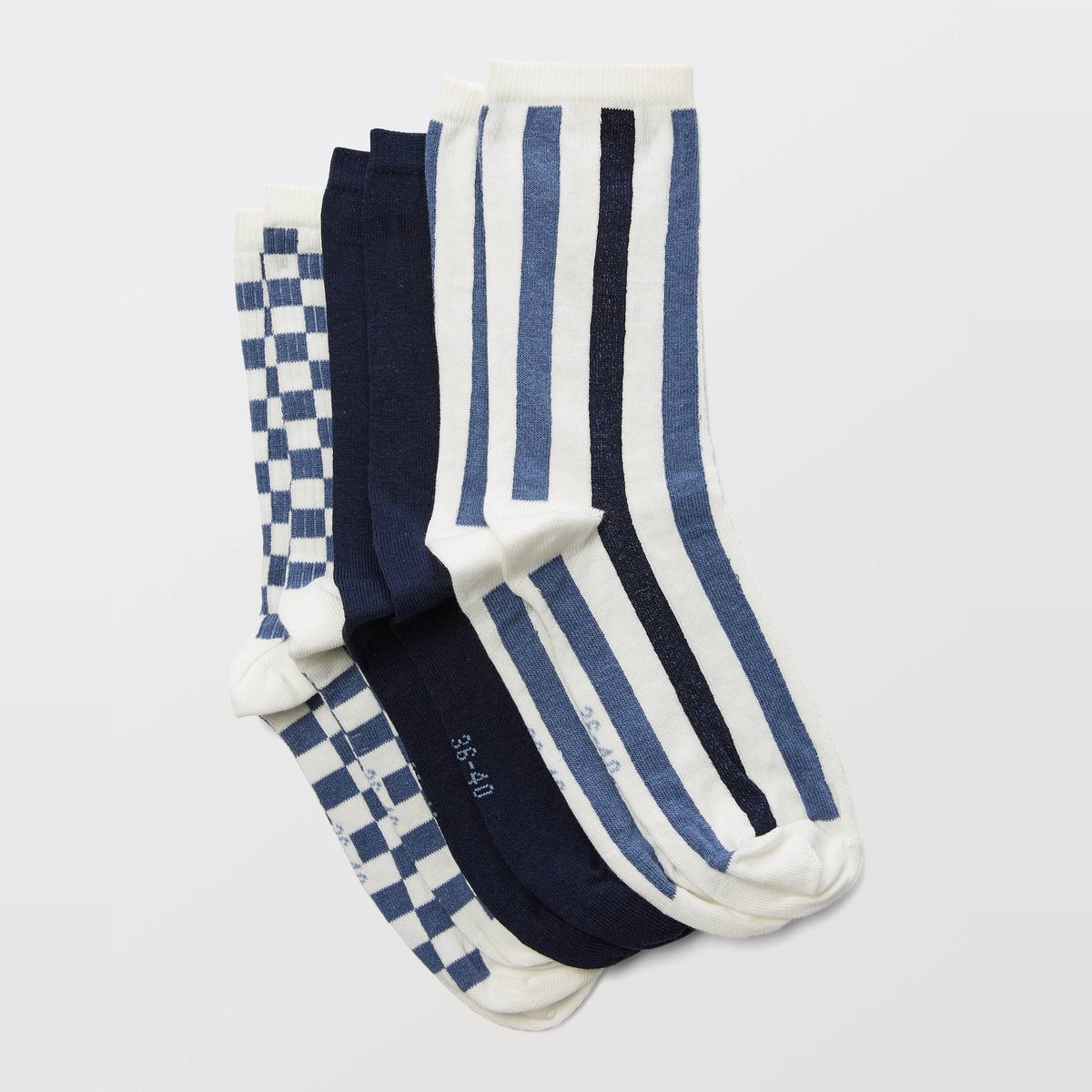 Lot de 3 paires de chaussettes rayées contenant du coton BIO bleu ciel, MONOPRIX