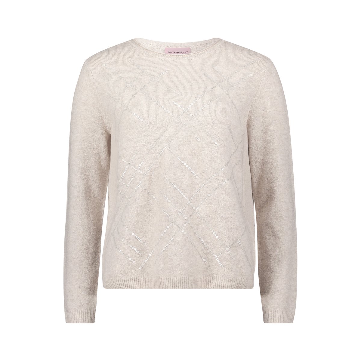 Pull-over en fine maille à application light beige melange, BETTY BARCLAY
