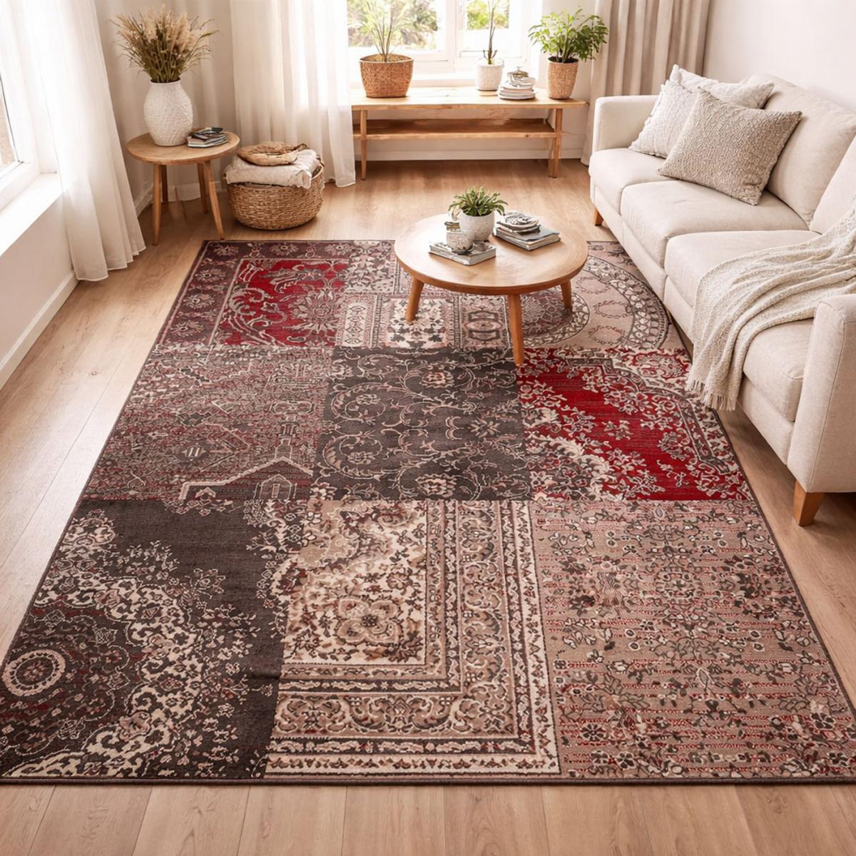 Tapis Chambre tissé motif baroque LYN1 NYBRO gris, UN AMOUR DE TAPIS