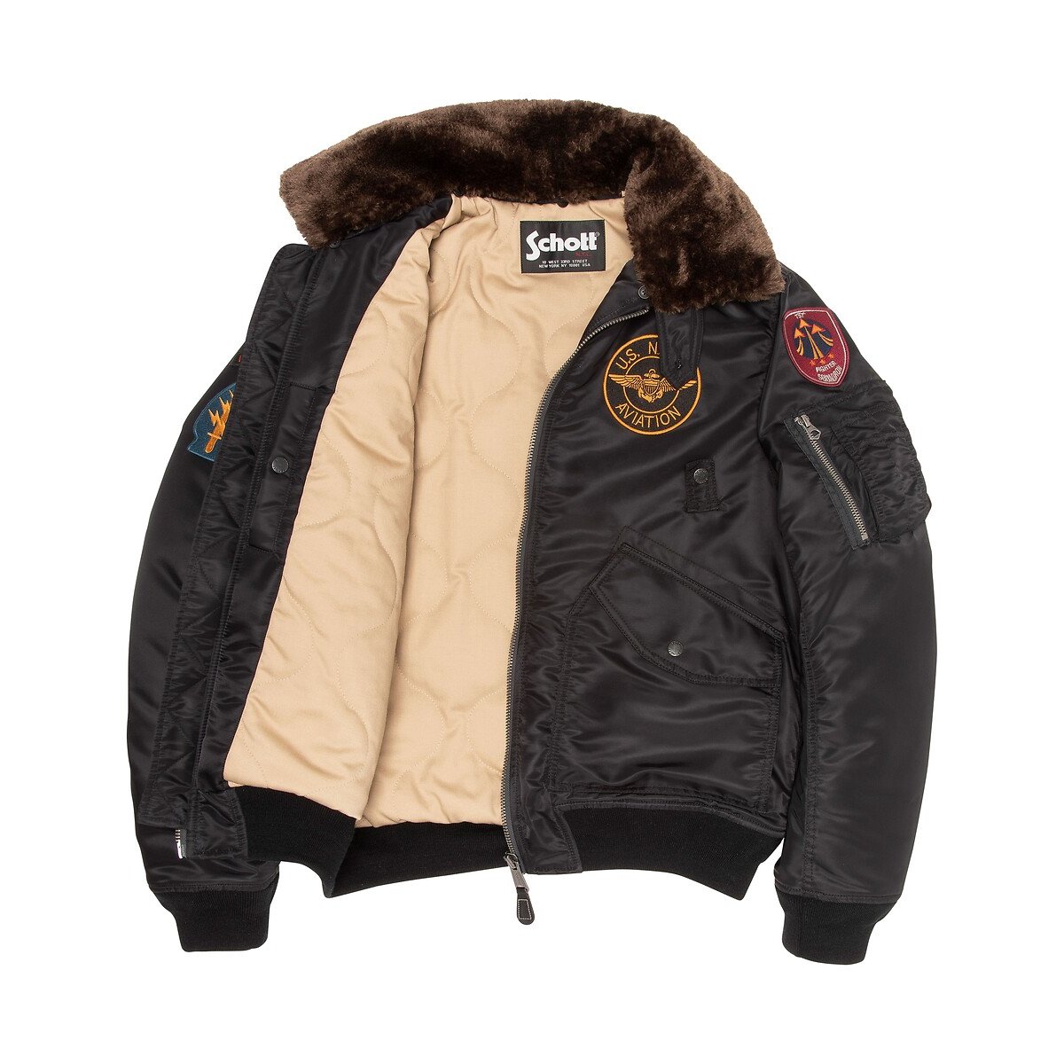 Bomber Army, unisex, collo rimovibile, AIRSTON nero , SCHOTT