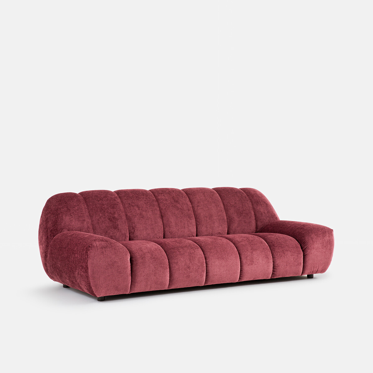 Sofá de 4 lugares, em veludo espesso, Nuria bordeaux, LA REDOUTE INTERIEURS