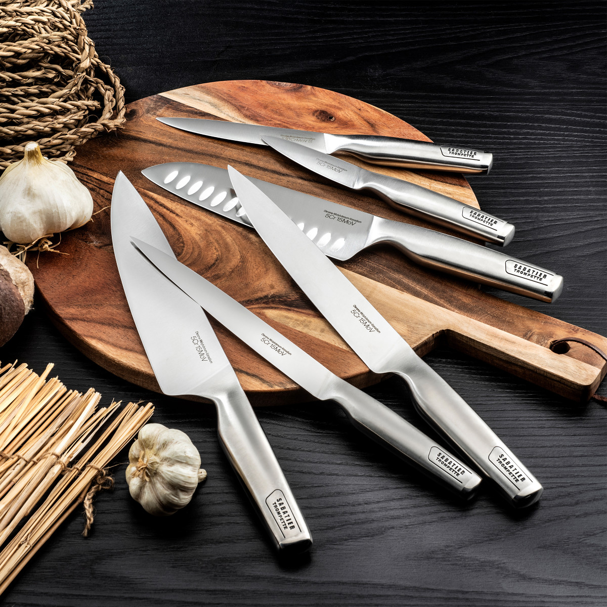 Trousse 5 couteaux de cuisine - ASEAN gris, SABATIER TROMPETTE