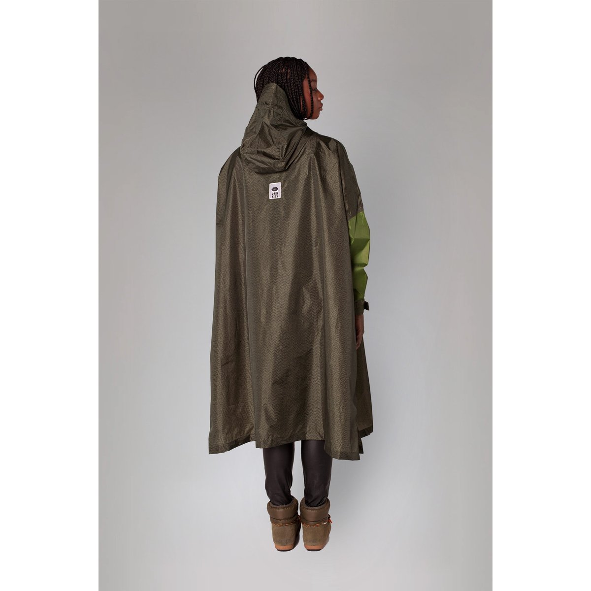 Poncho de pluie imperméable HERRINGBONE kaki profond & olive, RAINKISS