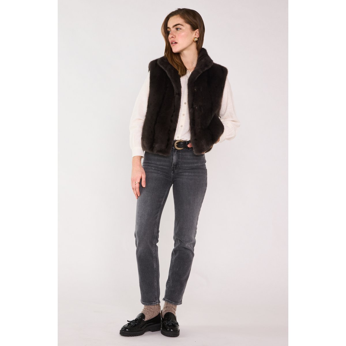 Gilet sans manches duveteux SUZANNE anthracite, Maison 123