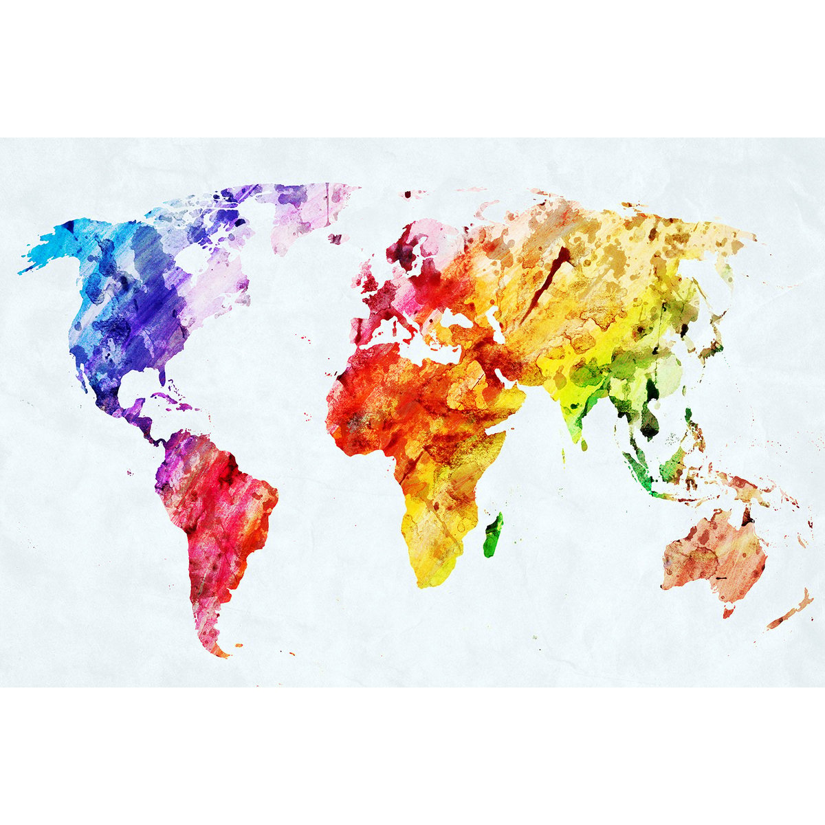 Tableau carte du monde multicolore tableau alu dibond, HEXOA