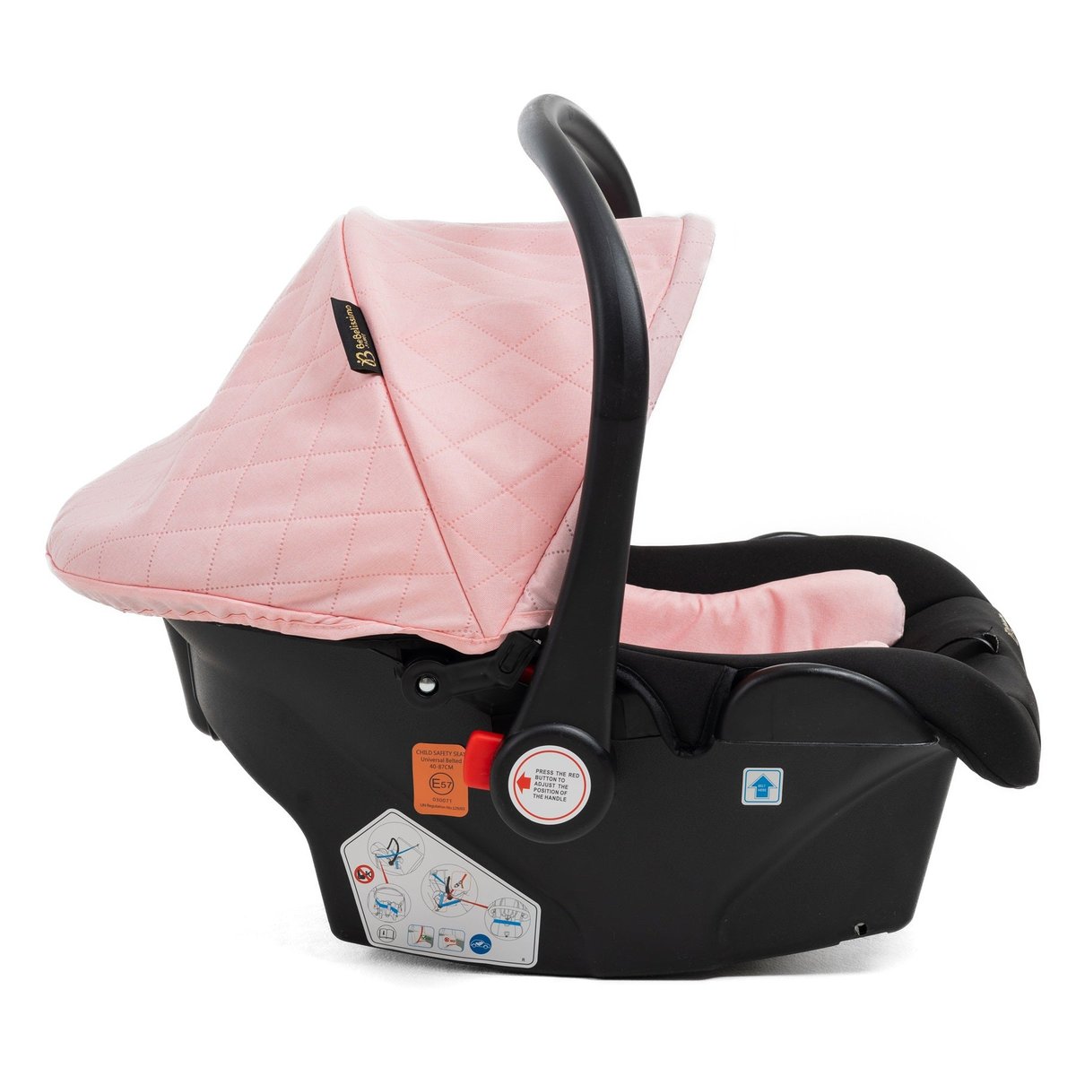 Poussette combinée trio 3 en 1 - siège auto 0+ IRIS – nacelle – dès la naissance – jusqu’à 22kg - rose rose, BEBELISSIMO J'AIME