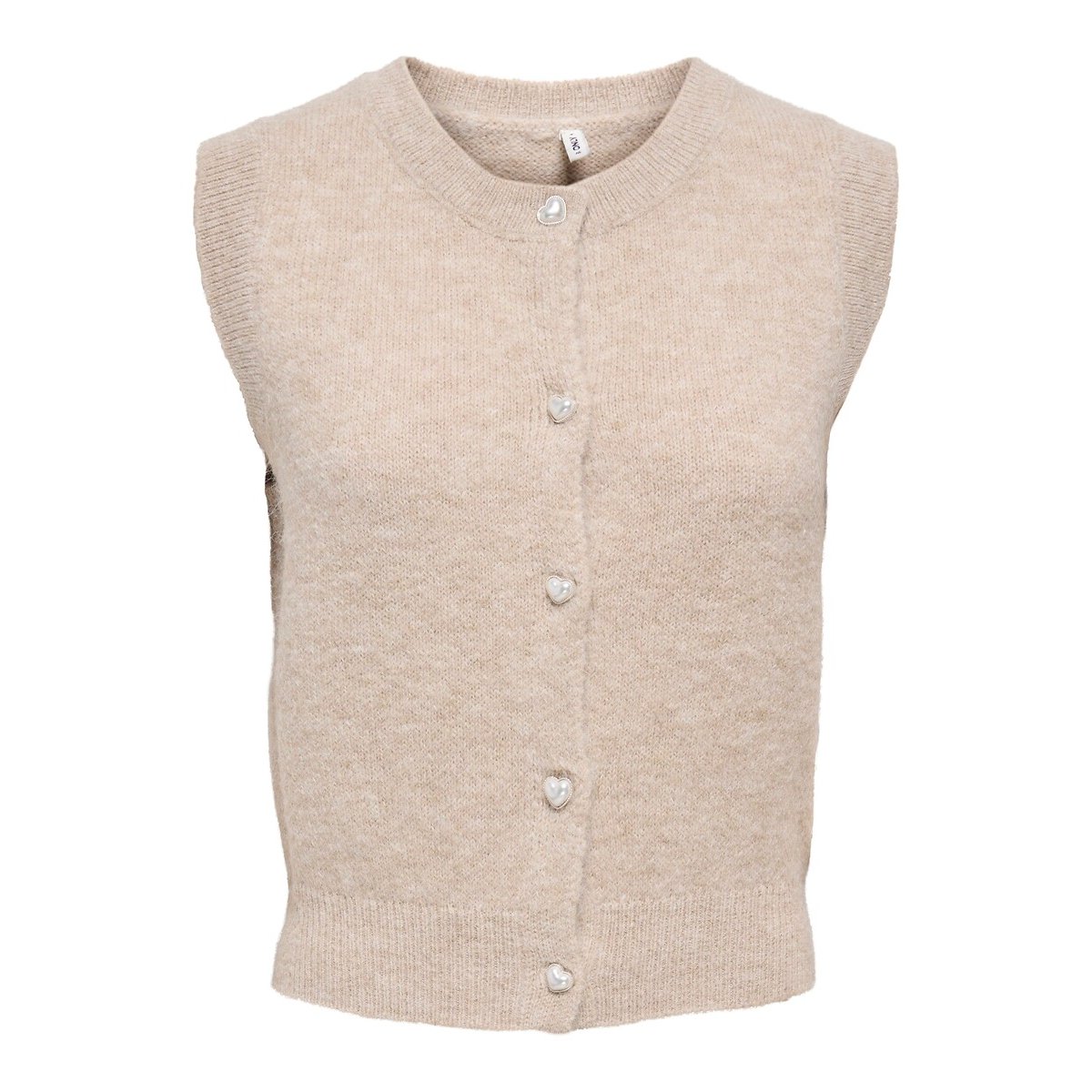 Sleeveless Heart Button Cardigan cream, ONLY