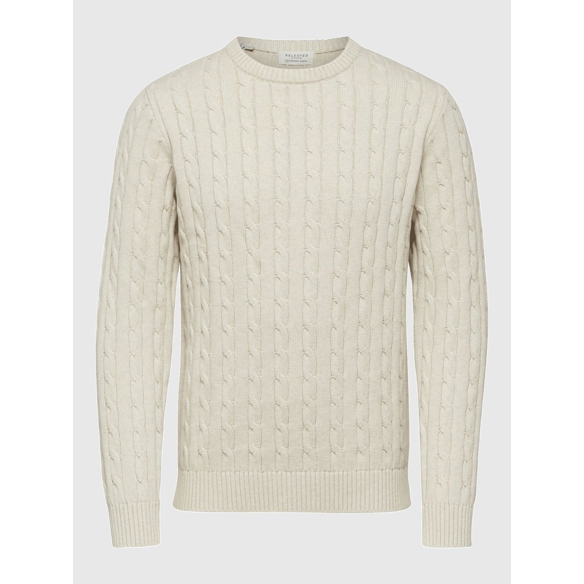 Pull En Maille jaune - bone white 1, SELECTED