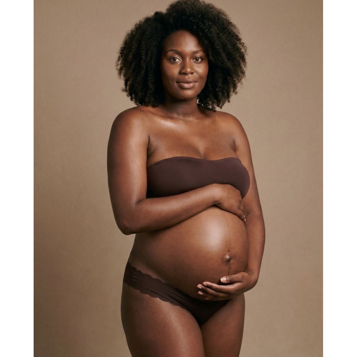 Bandeau de maternité et allaitement invisible Skin chocolat, CACHE COEUR