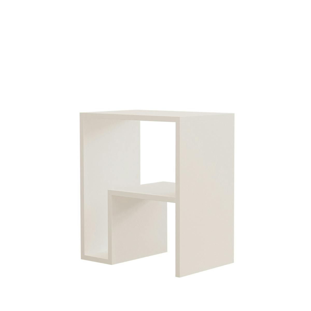 Table d'appoint rectangulaire forme L MARFA blanc, PIER IMPORT