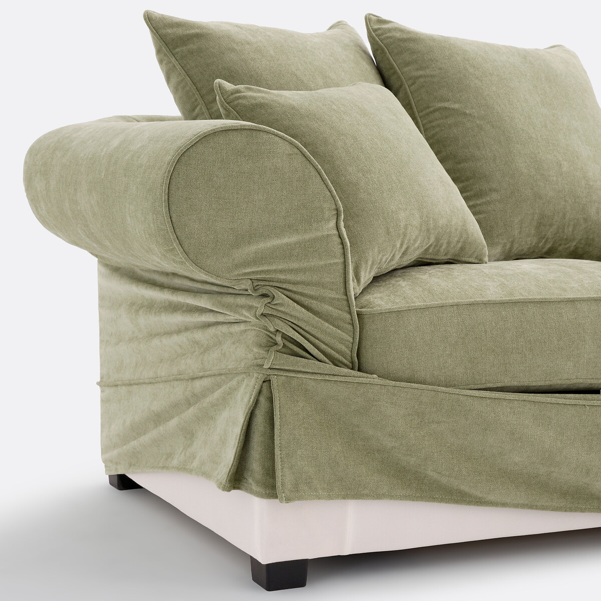 Canapé droit convertible, 2 ou 3 places, déhoussable, en polyester chiné, ADELIA eucalyptus, LA REDOUTE INTERIEURS