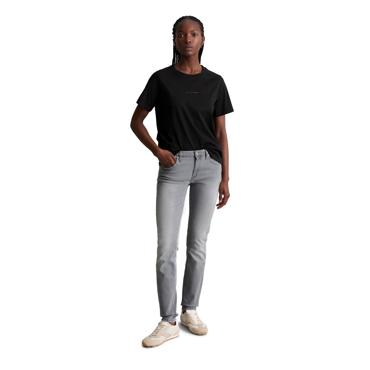 Jeans modèle Alva slim en coton biologique mélangé gris, MARC O’POLO DENIM