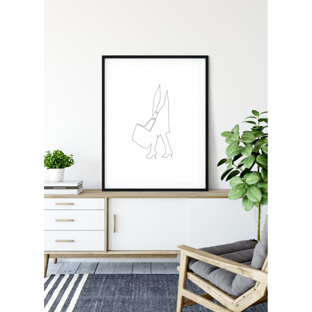 Affiche Line Art Women 7 blanc, L'AFFICHERIE