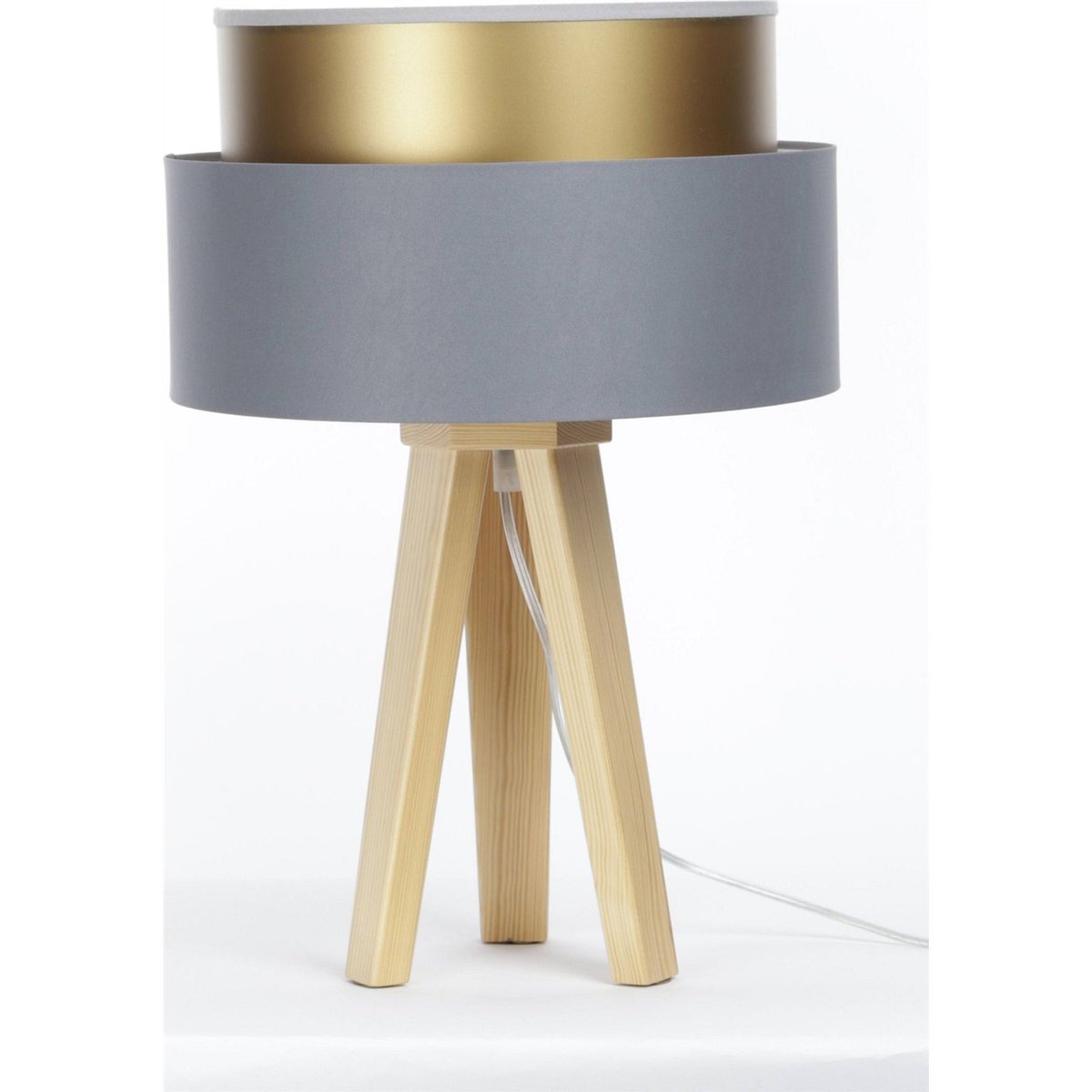 Lampe à poser en satin, DUO ELLEGANT gris satin avec intérieur doré, BPS KONCEPT
