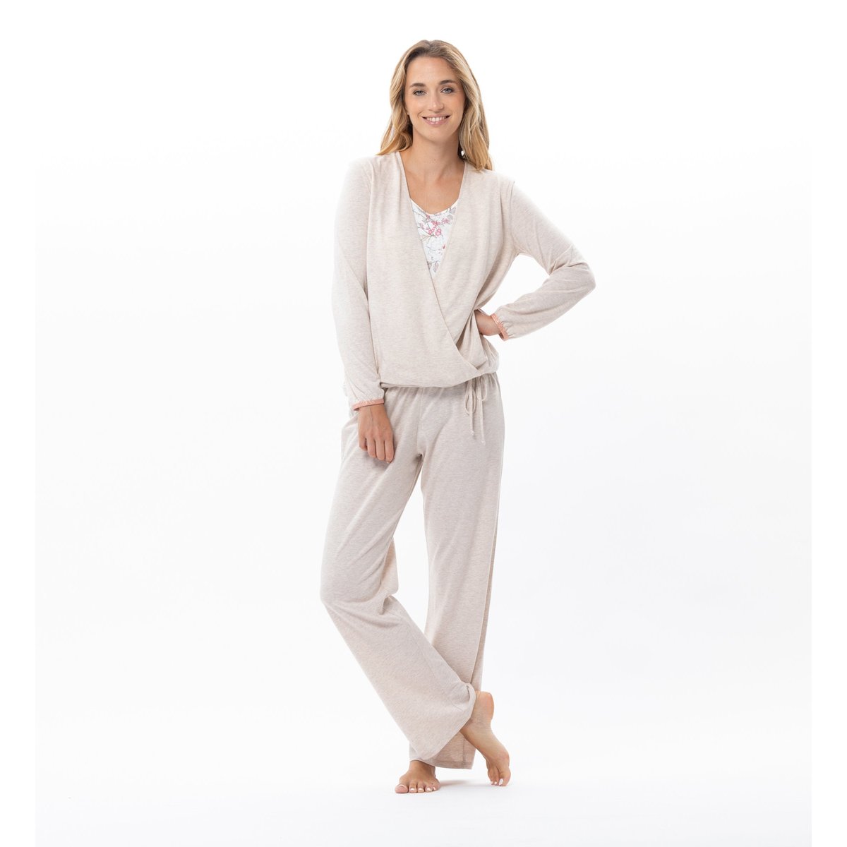 Pyjama en coton modal KELLY 112 beige, LE CHAT