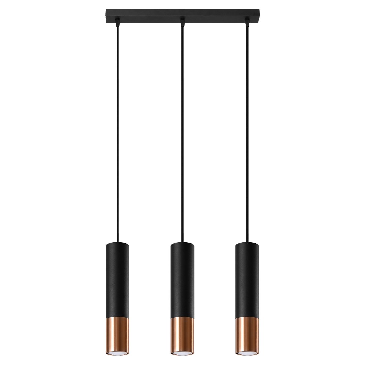 Suspension Acier Noir/Cuivre GU10 3 Loopez Line noir, EDEN