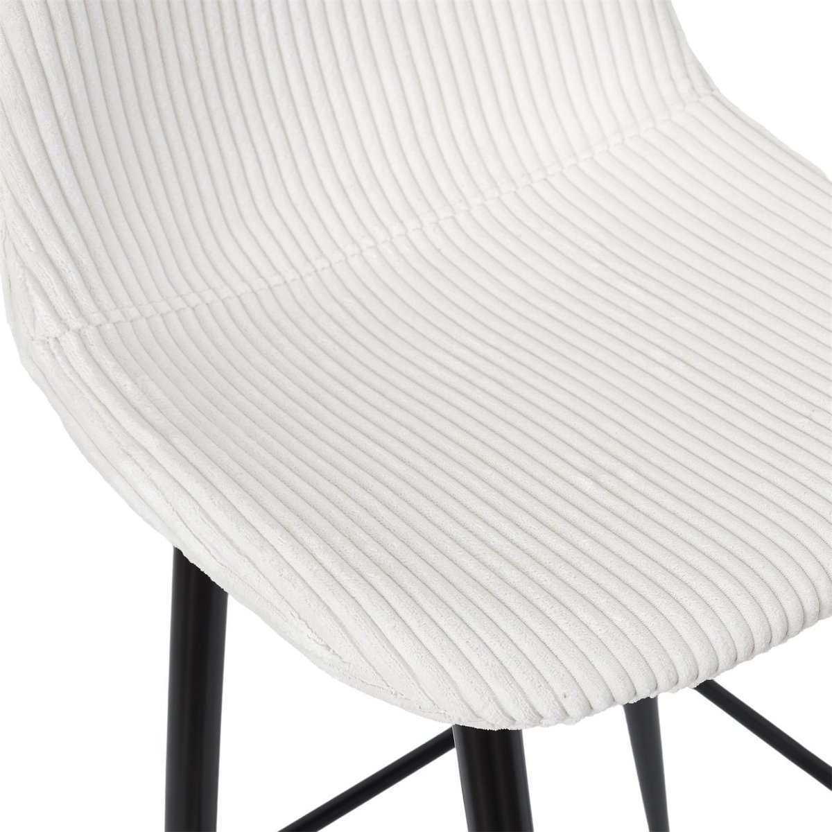 Lot de 2 chaises de bar en velours côtelé SCOTT blanc, TOILINUX