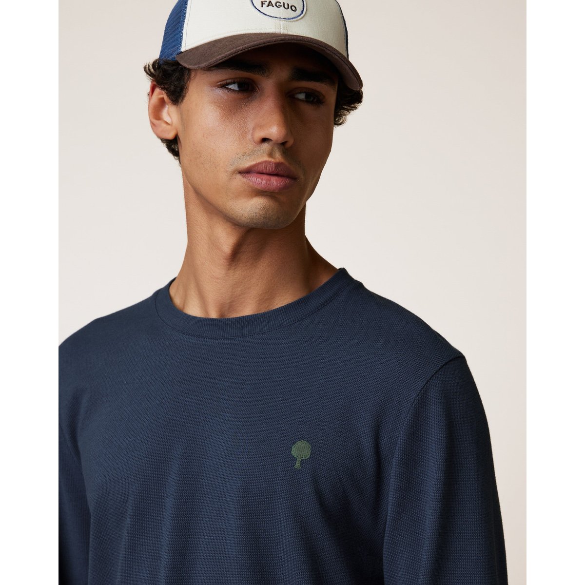 T-shirt en maille bleu marine et bleu, FAGUO