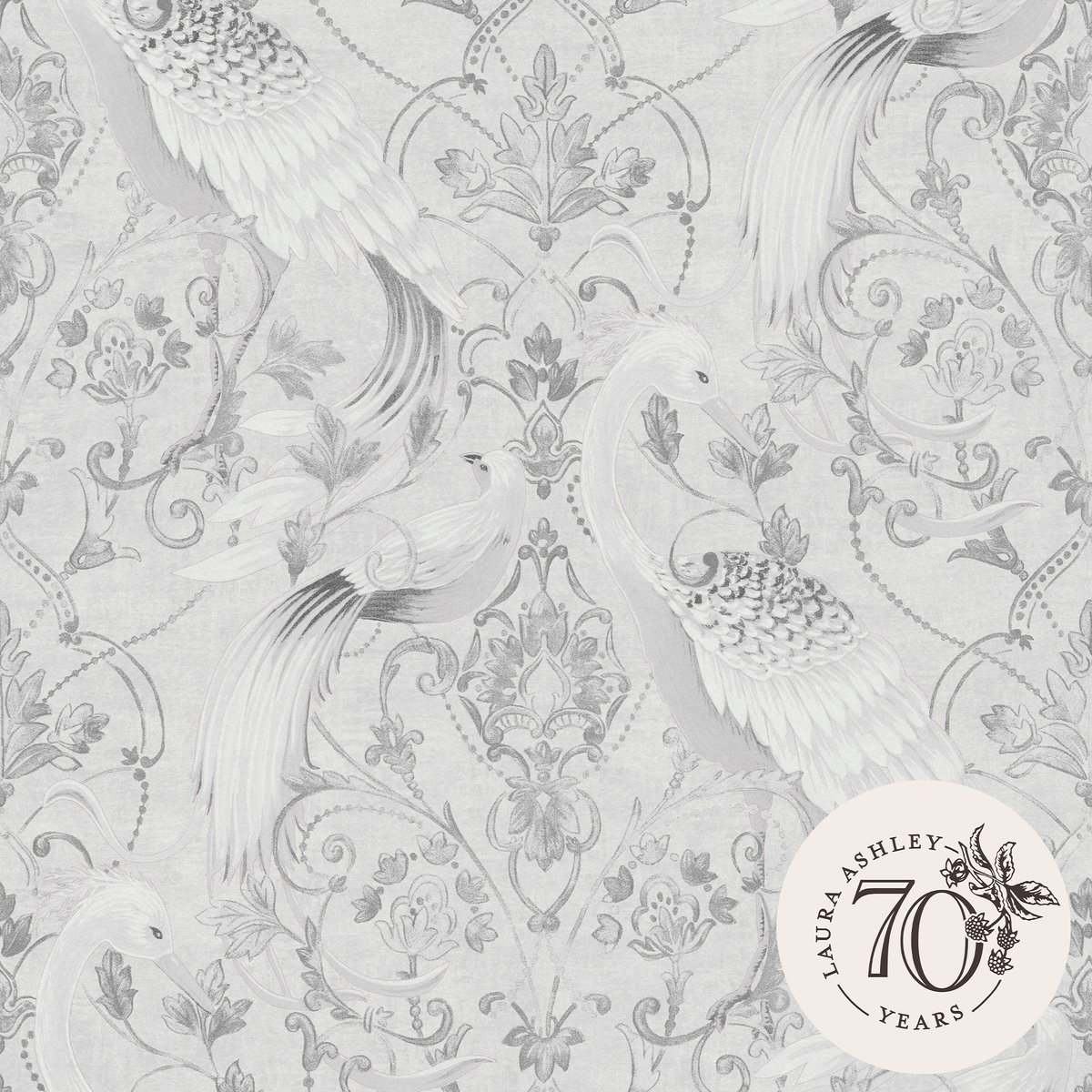 Papier peint Médaillons Tregaron argent, LAURA ASHLEY